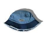 Distressed denim bucket hat