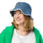 Distressed denim bucket hat